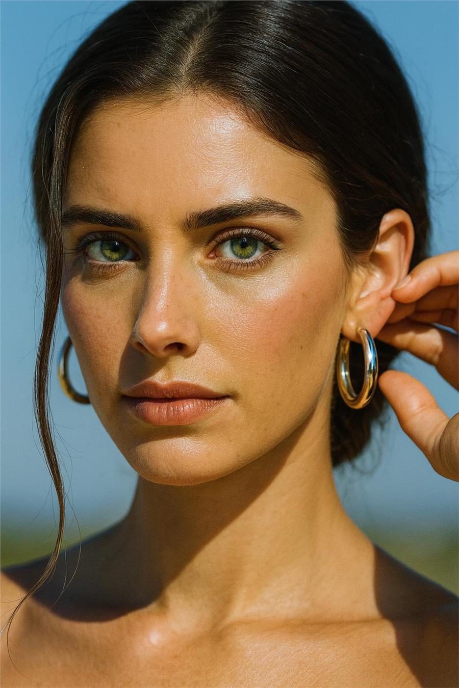 Afra Eklemli Orta Boy Silver Halka Küpe